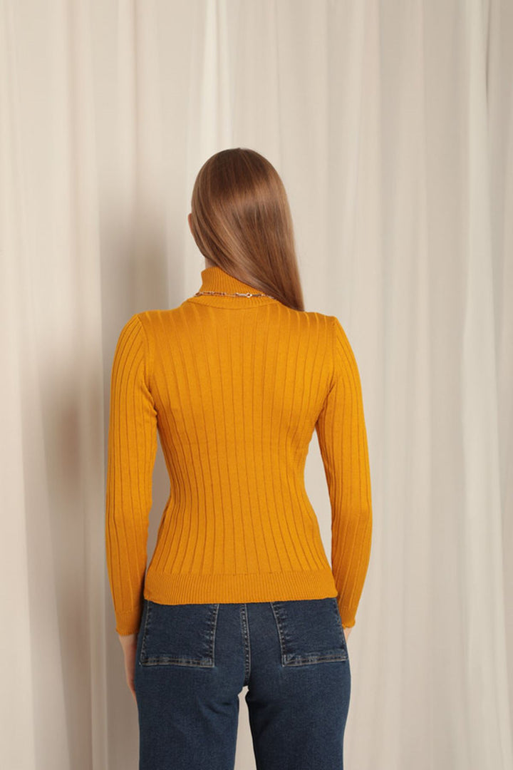 KKT Knitwear Fabric Turtleneck Women's Mustard Blouse - Târgu-Mureş