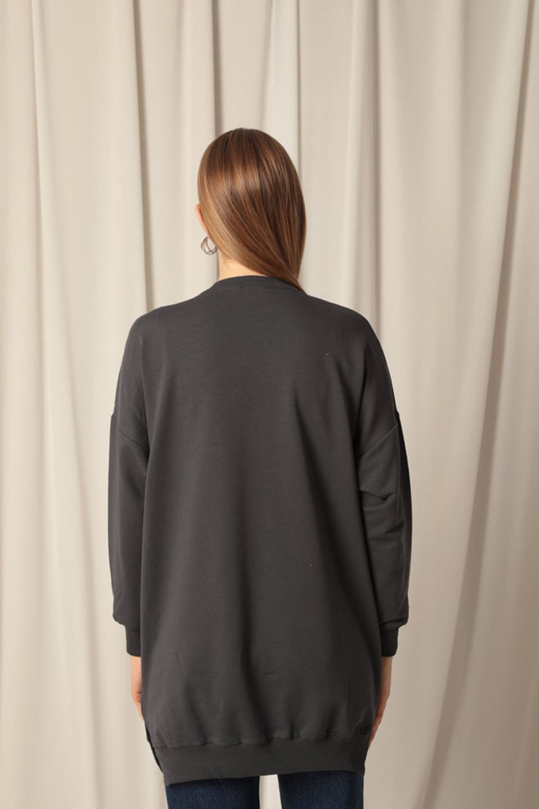 KKT Two Thread Fabric Embroidered Anthracite Women's Tunic Sweat - Castro Valley