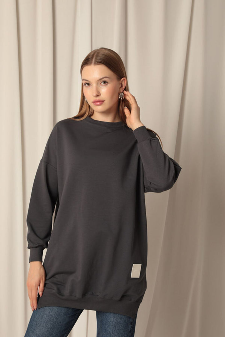 KKT Two Thread Fabric Embroidered Anthracite Women's Tunic Sweat - Castro Valley