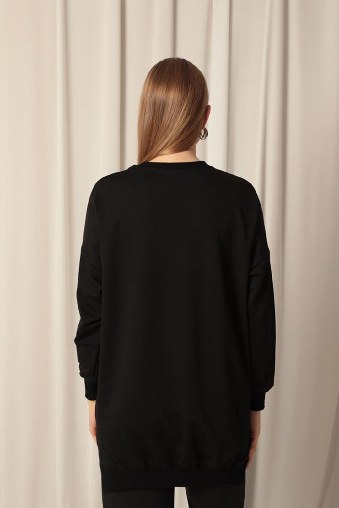 KKT Double Yarn Fabric Embroidered Women's Black Tunic Sweat - Six-Fours-les-Plages