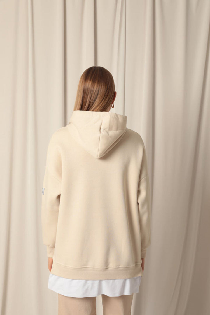 KKT Three Thread Fabric Hooded Women's Beige Sweat - Appleton