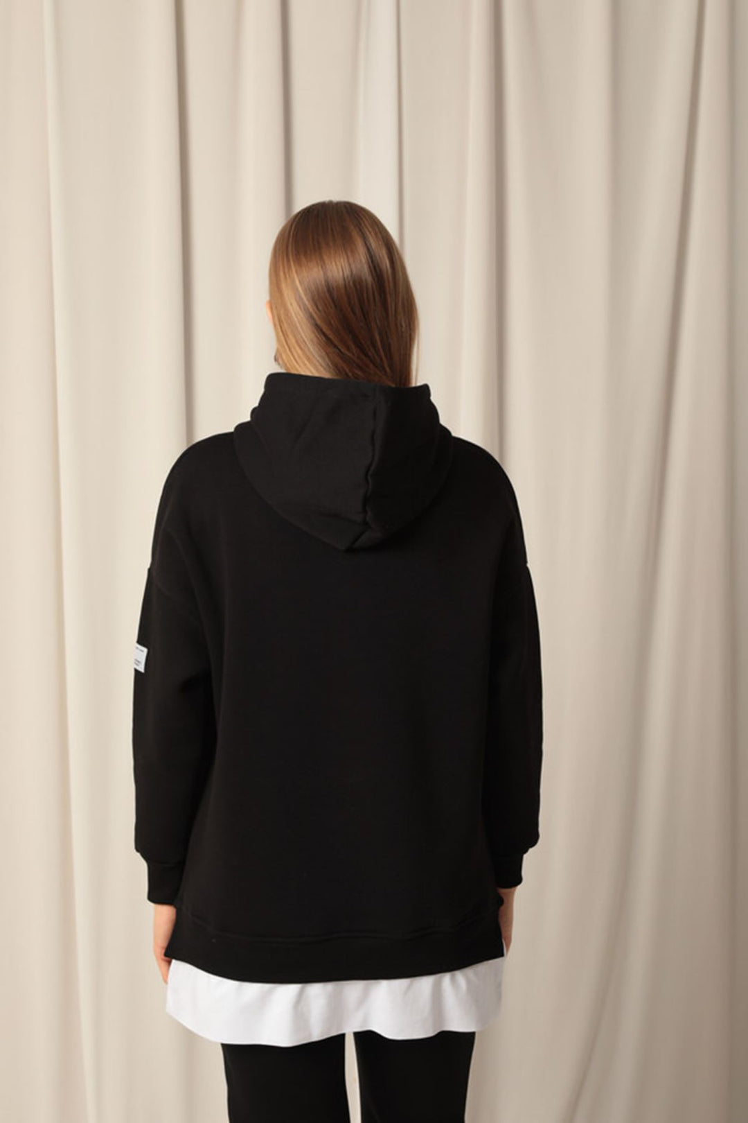 KKT Three Thread Fabric Hooded Women's Black Sweat - Girona