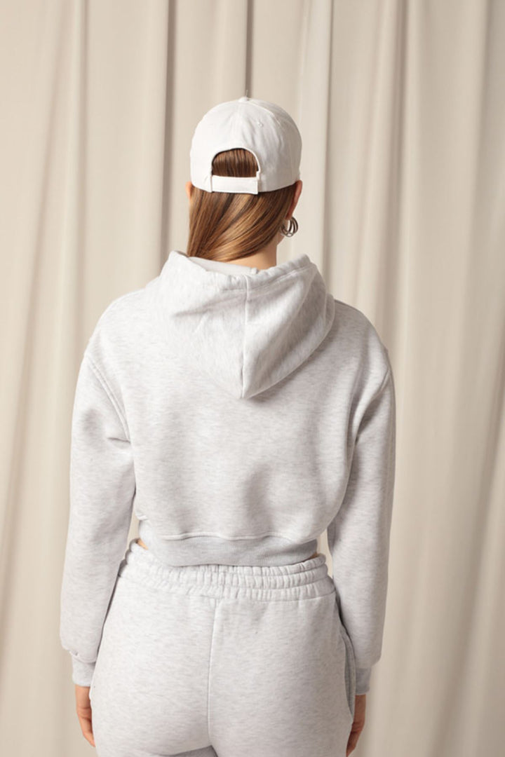 KKT Three Thread Fabric Hooded Short Women's Gray Sweat - Valle de Bravo
