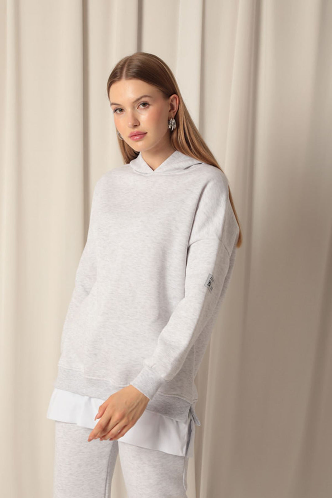 KKT Three Thread Fabric Hooded Women's Gray Sweat - Aurora