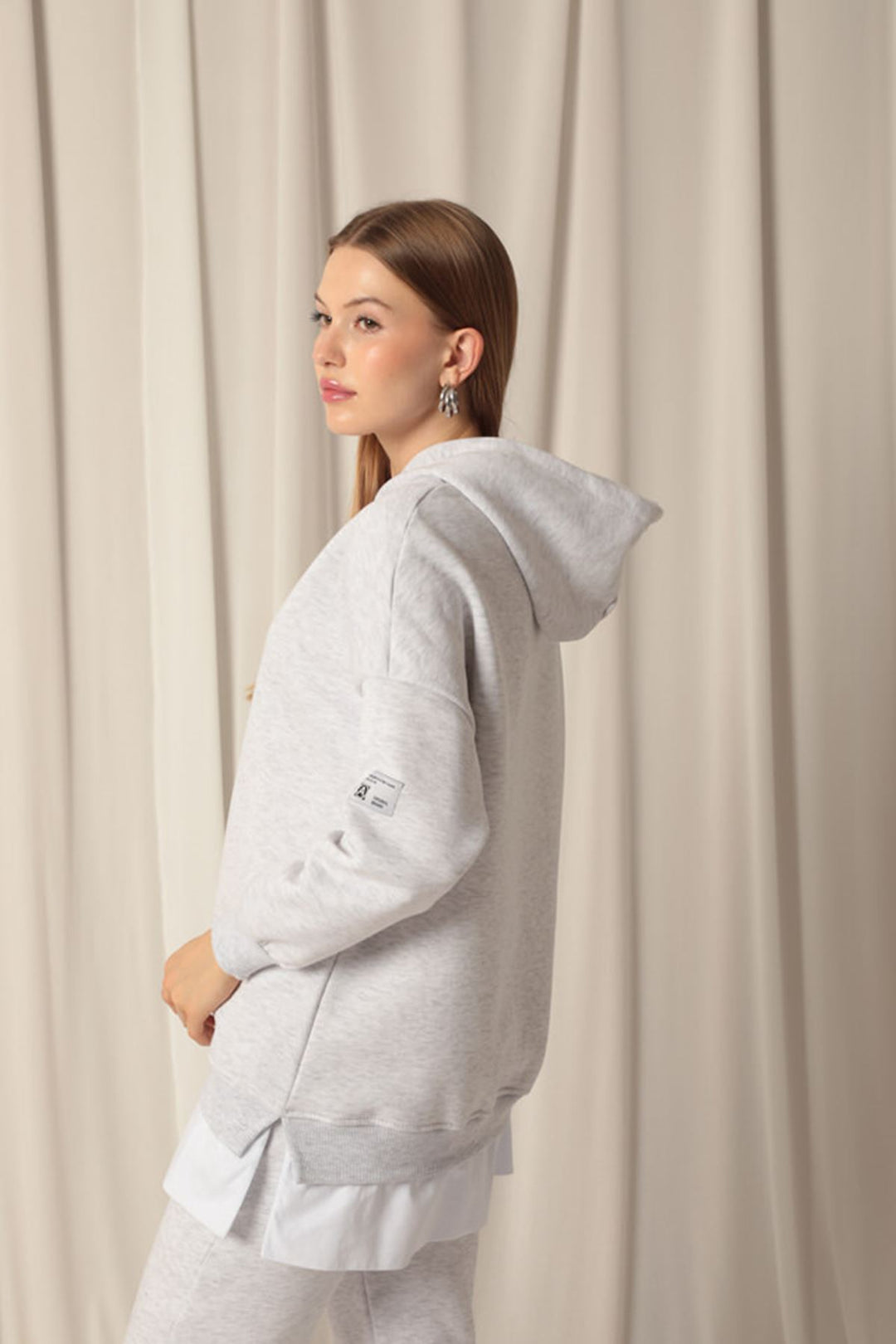 KKT Three Thread Fabric Hooded Women's Gray Sweat - Aurora