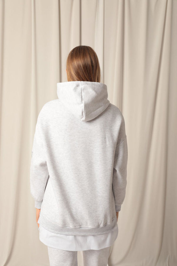 KKT Three Thread Fabric Hooded Women's Gray Sweat - Aurora