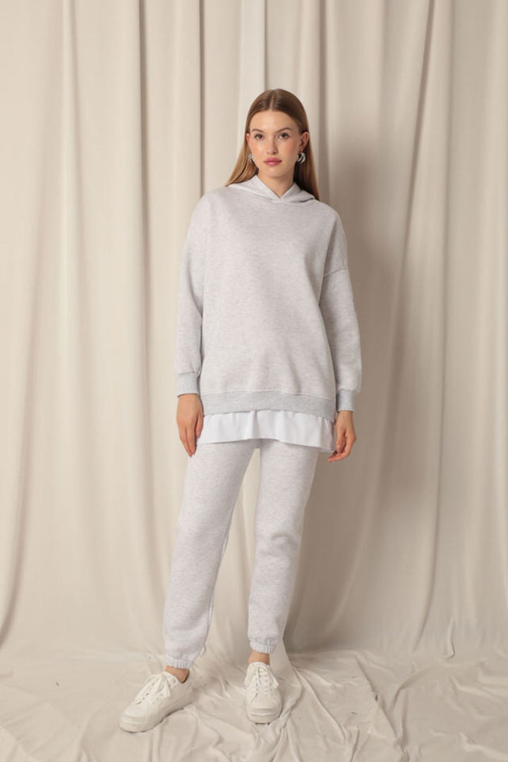 KKT Three Thread Fabric Hooded Women's Gray Sweat - Aurora