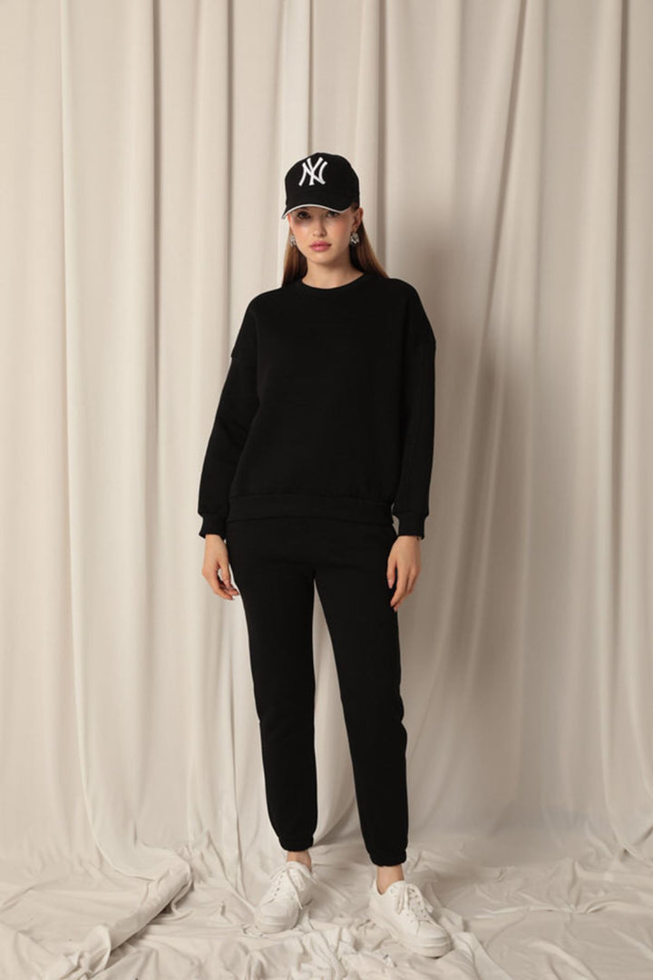 KKT Three Thread Leg Elastic Waist Women's Black Tracksuit - Sesto Fiorentino