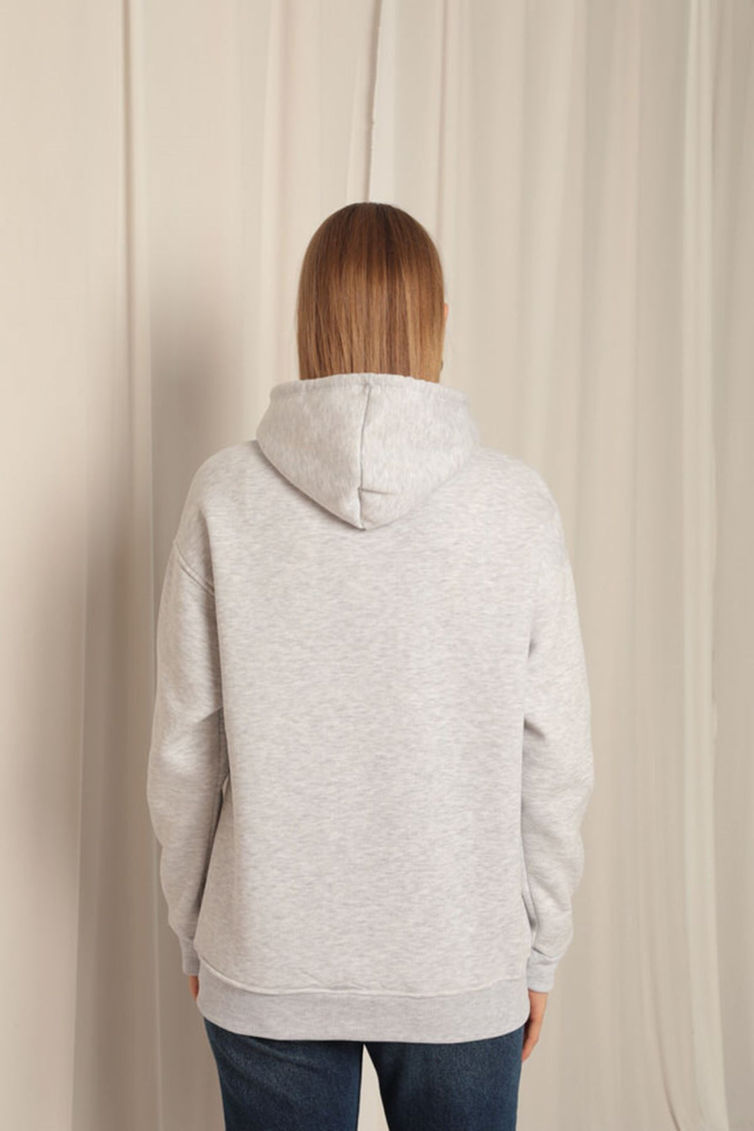 KKT Triple Yarn Kangaroo Pocket Women's Hooded Light Gray Sweat - Shakopee