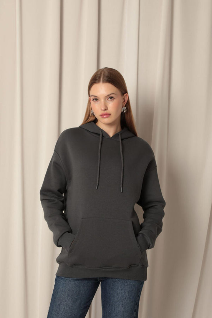 KKT Three Thread Kangaroo Pocket Women's Hooded Anthracite Sweat - Morgan Hill