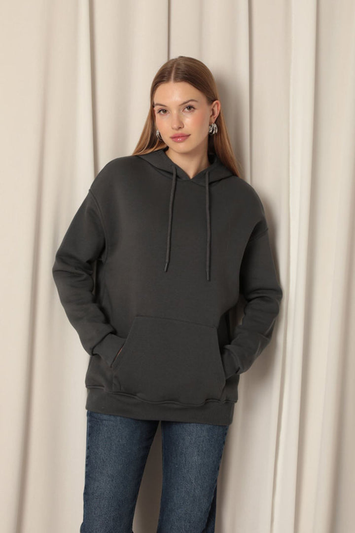KKT Three Thread Kangaroo Pocket Women's Hooded Anthracite Sweat - Morgan Hill