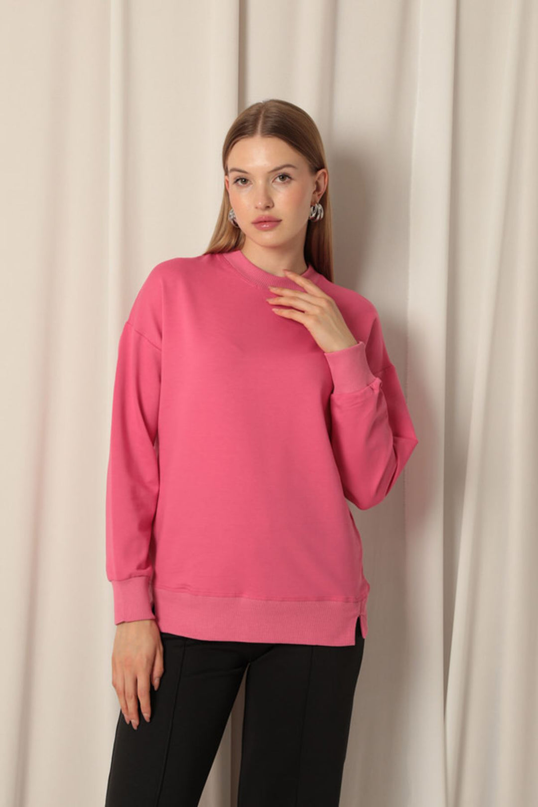 KKT Double Yarn Fabric Women's Pink Sweat - Sevran