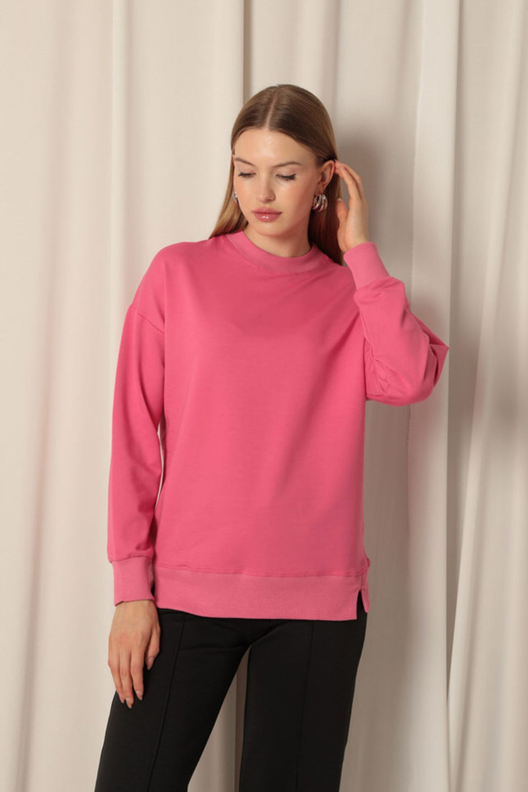 KKT Double Yarn Fabric Women's Pink Sweat - Sevran