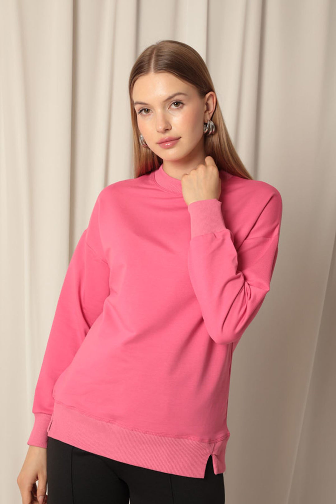 KKT Double Yarn Fabric Women's Pink Sweat - Sevran