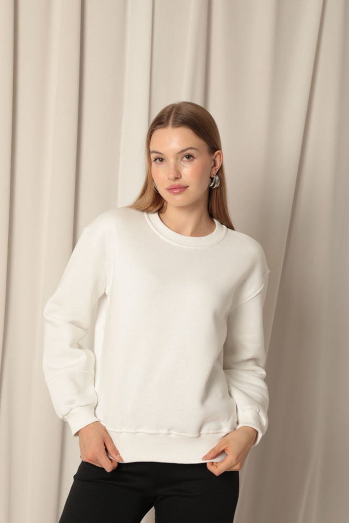 KKT Three Thread Fabric Zero Collar Women's Ecru Sweat - Teaneck