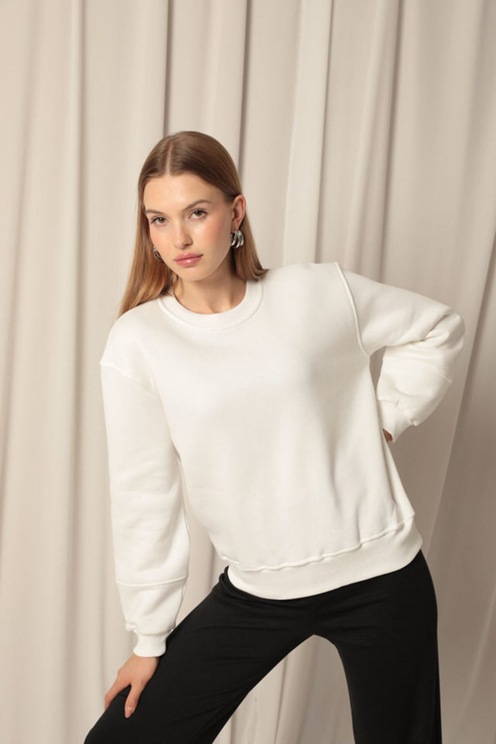 KKT Three Thread Fabric Zero Collar Women's Ecru Sweat - Teaneck