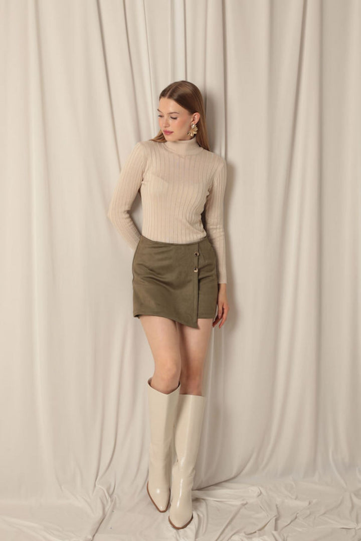 KKT Suede Fabric Khaki Shorts Skirt - Wentzville