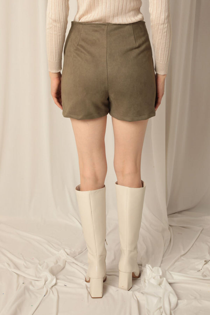 KKT Suede Fabric Khaki Shorts Skirt - Wentzville