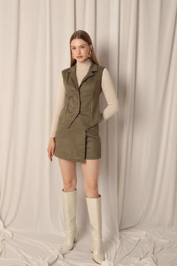 KKT Suede Fabric Khaki Shorts Skirt - Wentzville