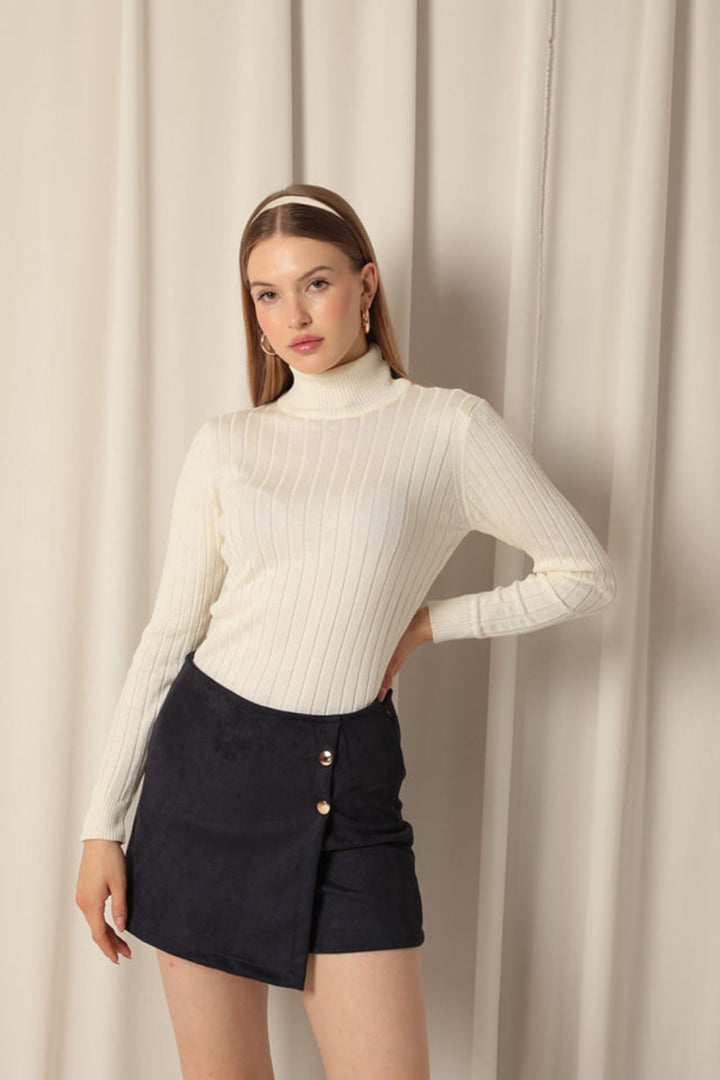 KKT Suede Fabric Navy Blue Shorts Skirt - Cleveland Heights