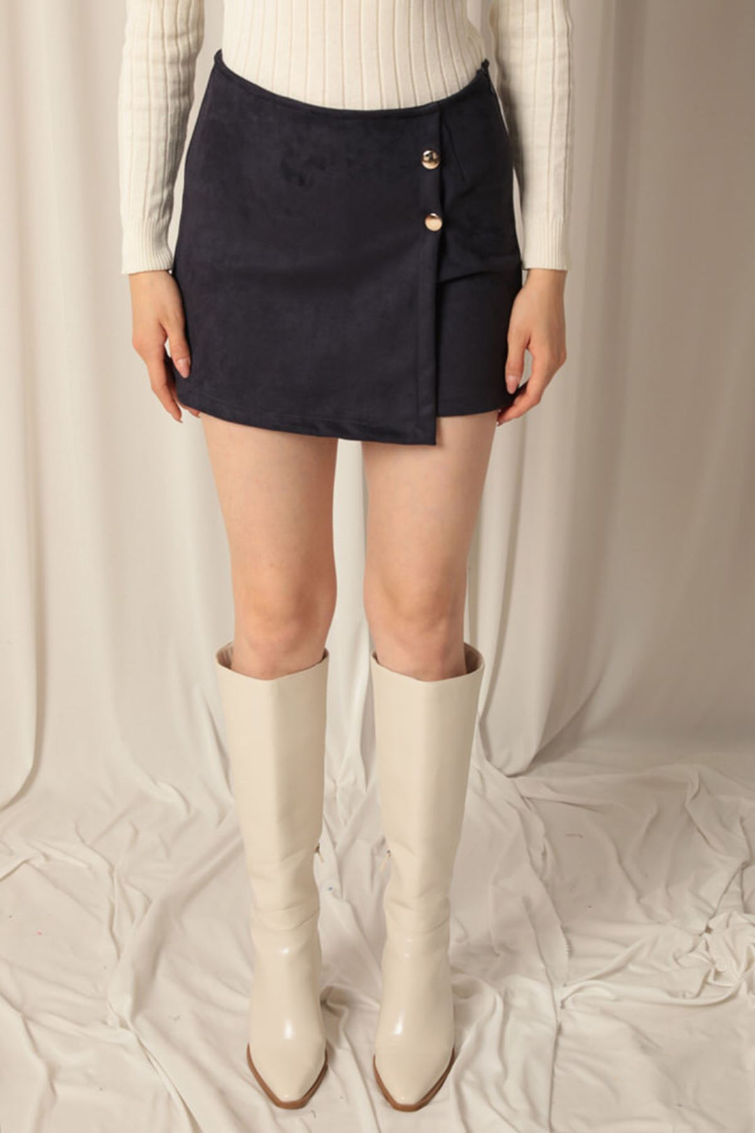 KKT Suede Fabric Navy Blue Shorts Skirt - Cleveland Heights