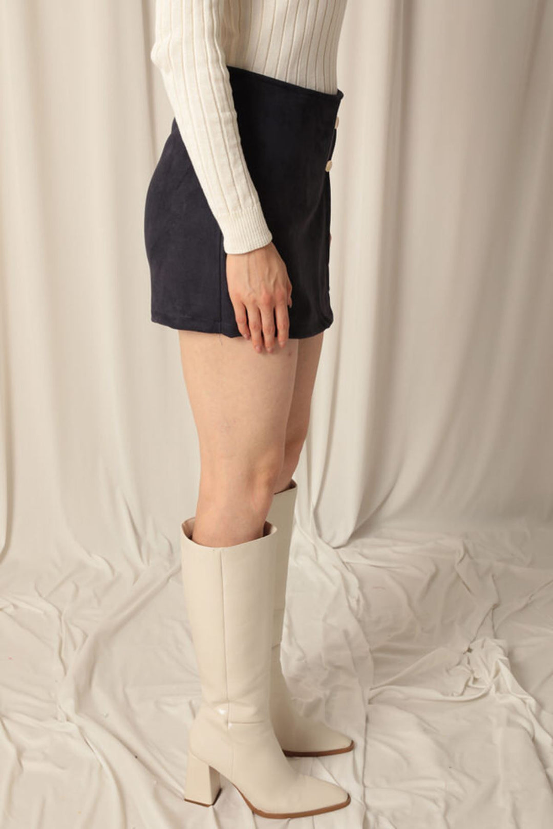 KKT Suede Fabric Navy Blue Shorts Skirt - Cleveland Heights