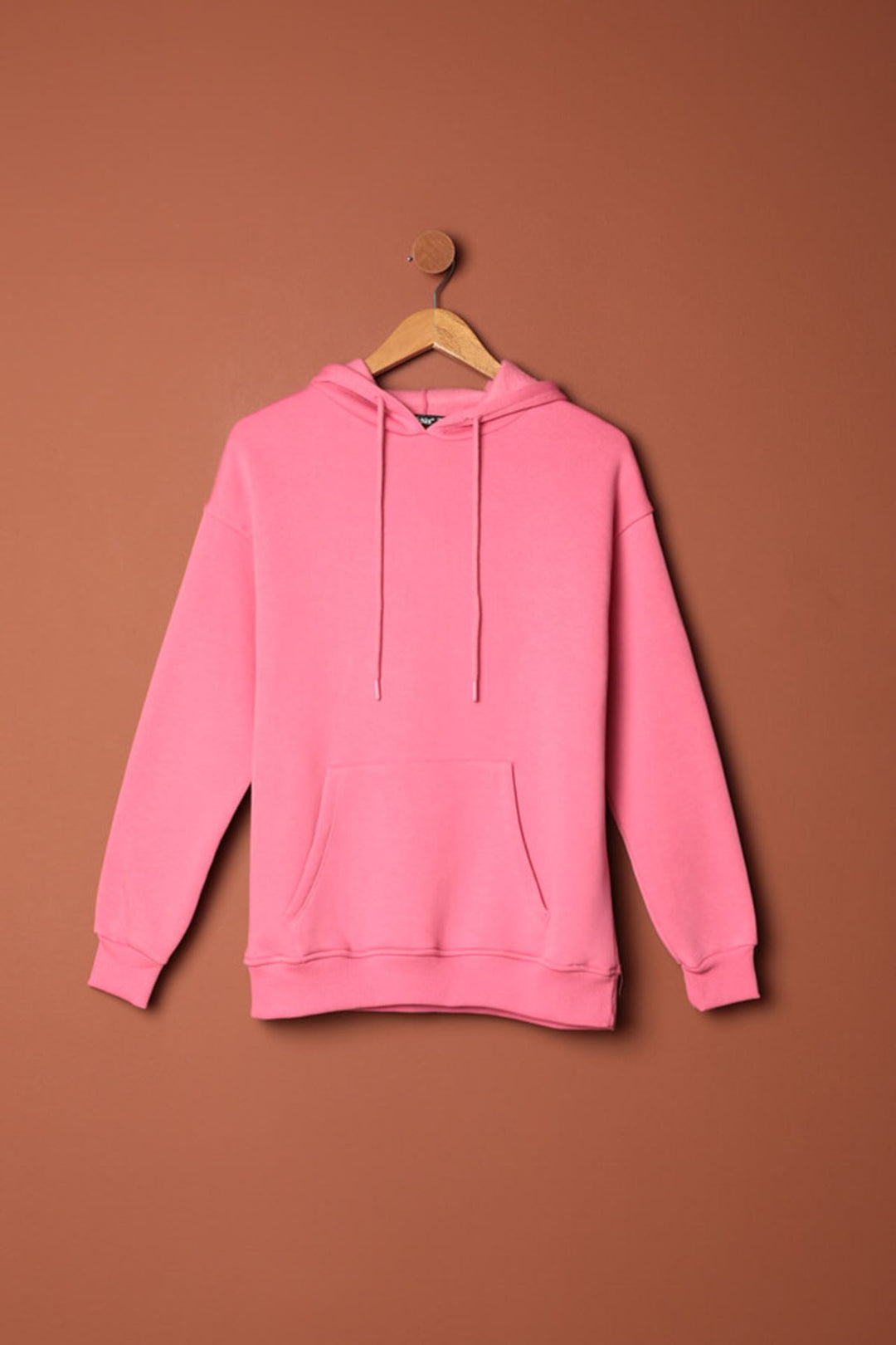KKT Three Yarn Fabric Kangaroo Pocket Hooded Women's Pink Sweat - Eschweiler