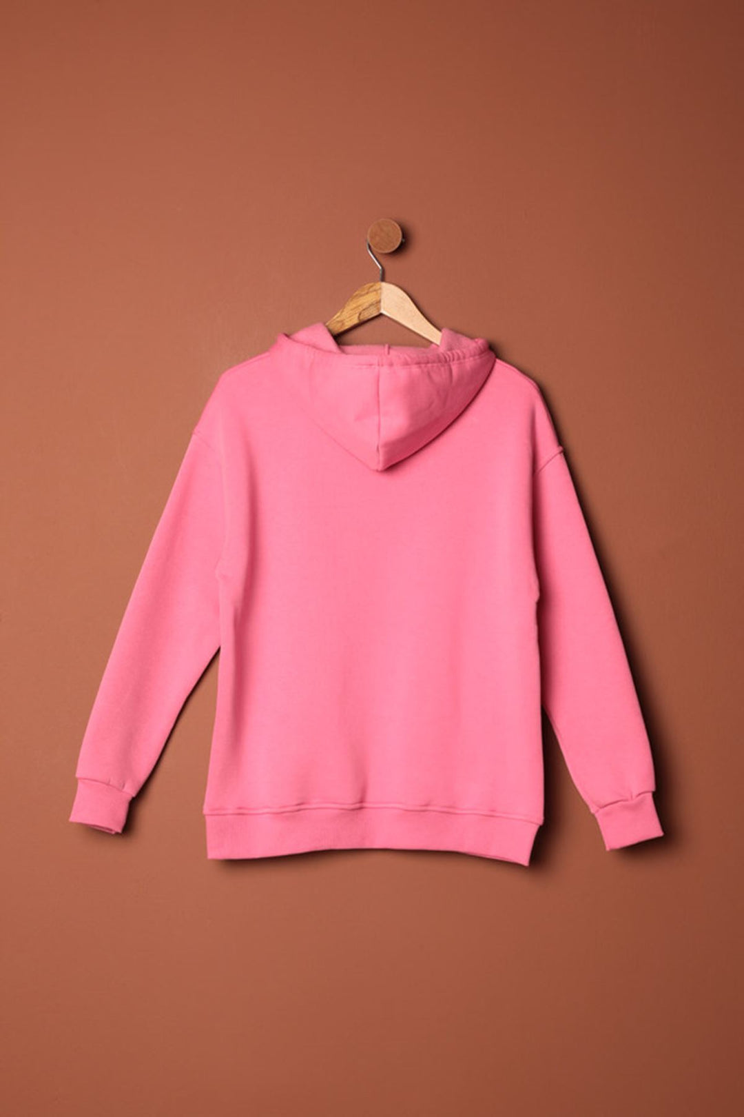 KKT Three Yarn Fabric Kangaroo Pocket Hooded Women's Pink Sweat - Eschweiler