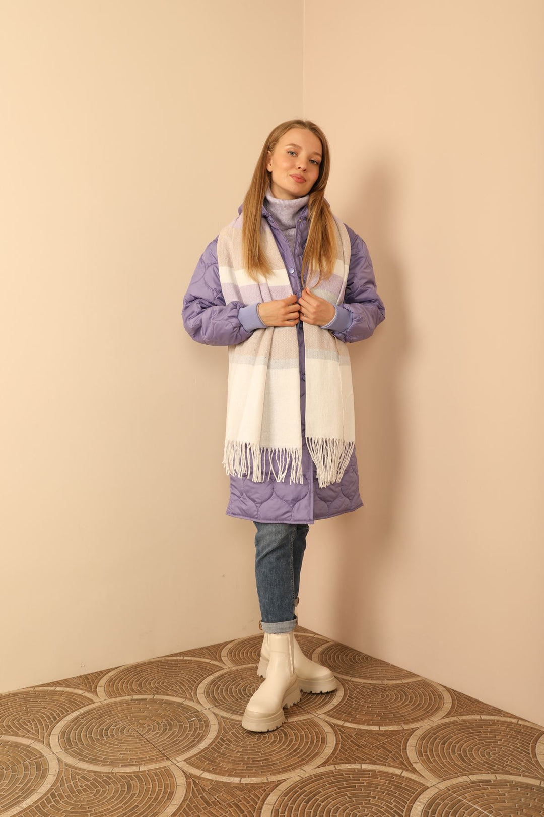 KKT Soft Textured Women's Lilac Shoulder Shawl Scarf - Spalding