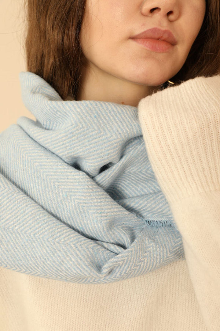 KKT Soft Texture Tasseled Women's Baby Blue Shoulder Shawl Scarf - Cernusco sul Naviglio