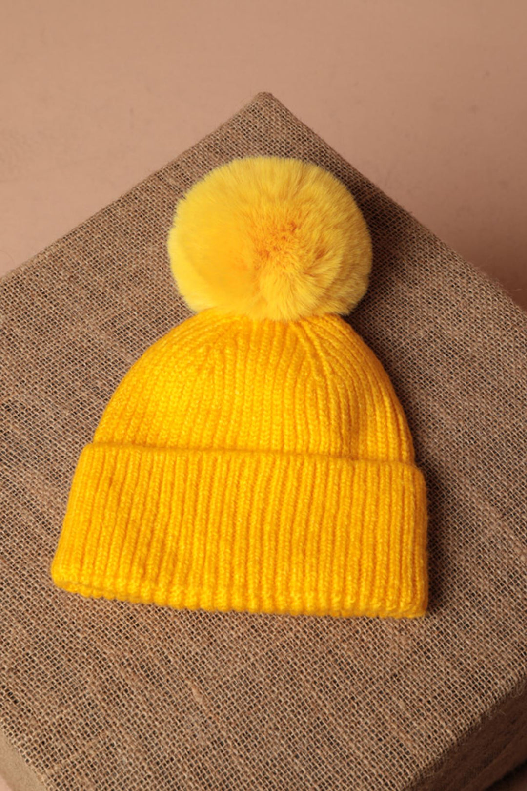 KKT Women's Yellow Beanie with Pompoms - Halton Hills