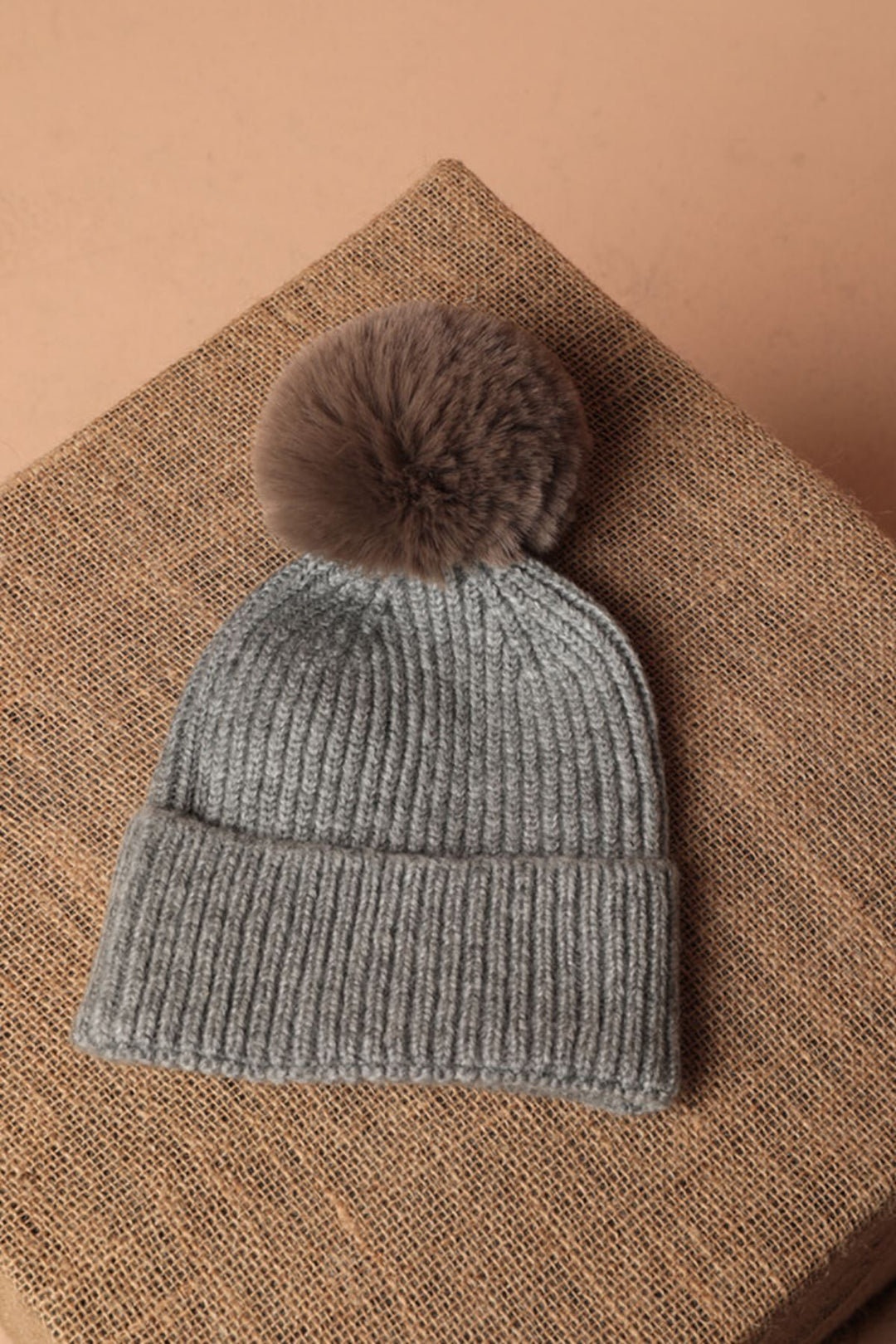 KKT Women's Grey Beanie with Pompom - Beaumont