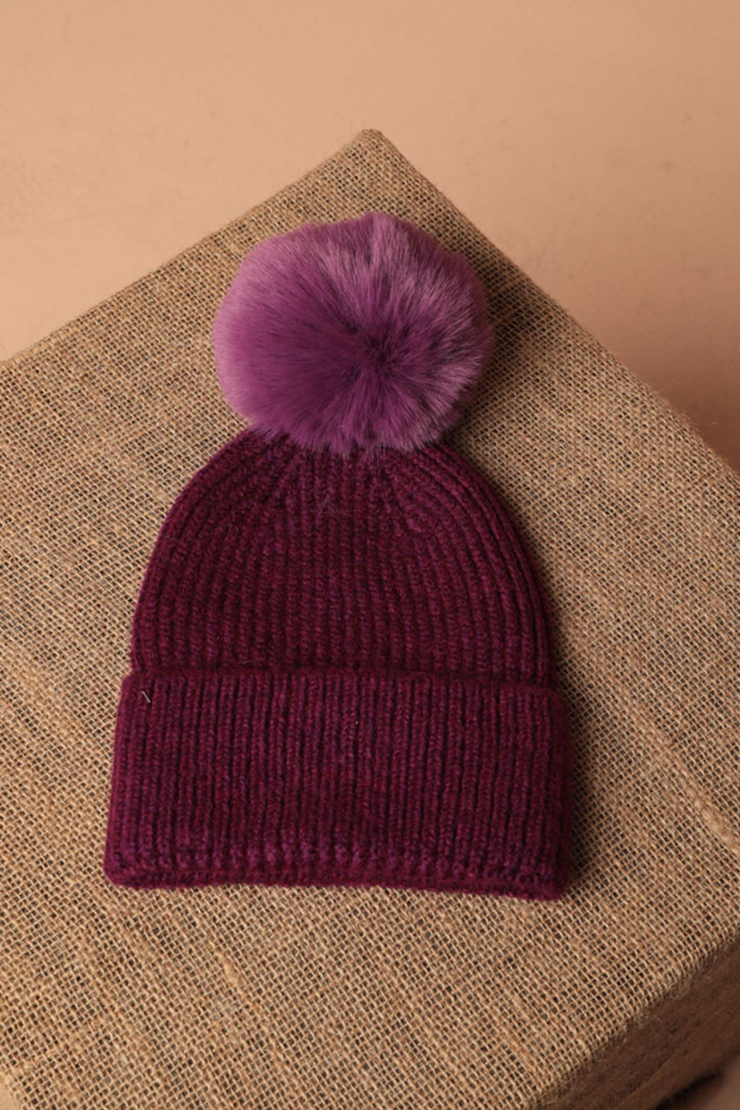 KKT Women's Purple Beanie with Pompom - New York