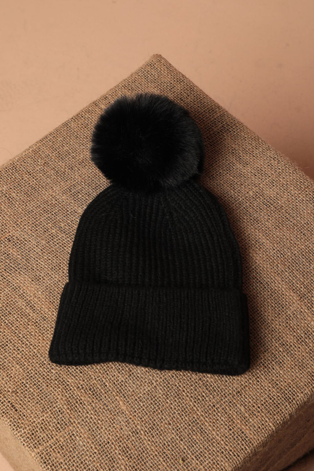 KKT Women's Black Beanie with Pompom - Weert