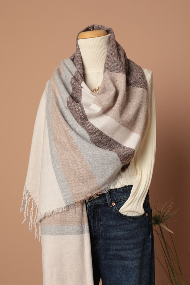 KKT Soft Textured Women's Brown Shoulder Shawl Scarf - Barreiro