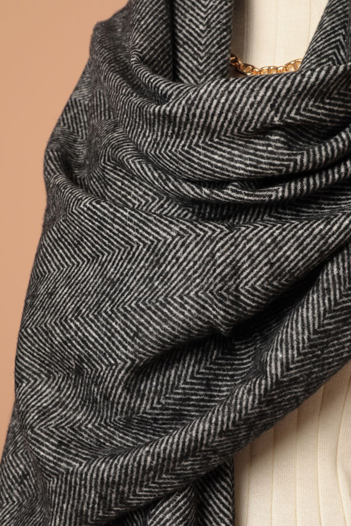 KKT Soft Texture Tassel Women's Black Shoulder Shawl Scarf - Paisley