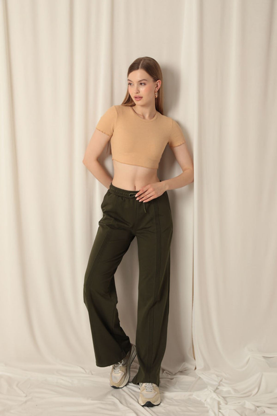 KKT Double Yarn Fabric Women's Khaki Tracksuit - Rotorua
