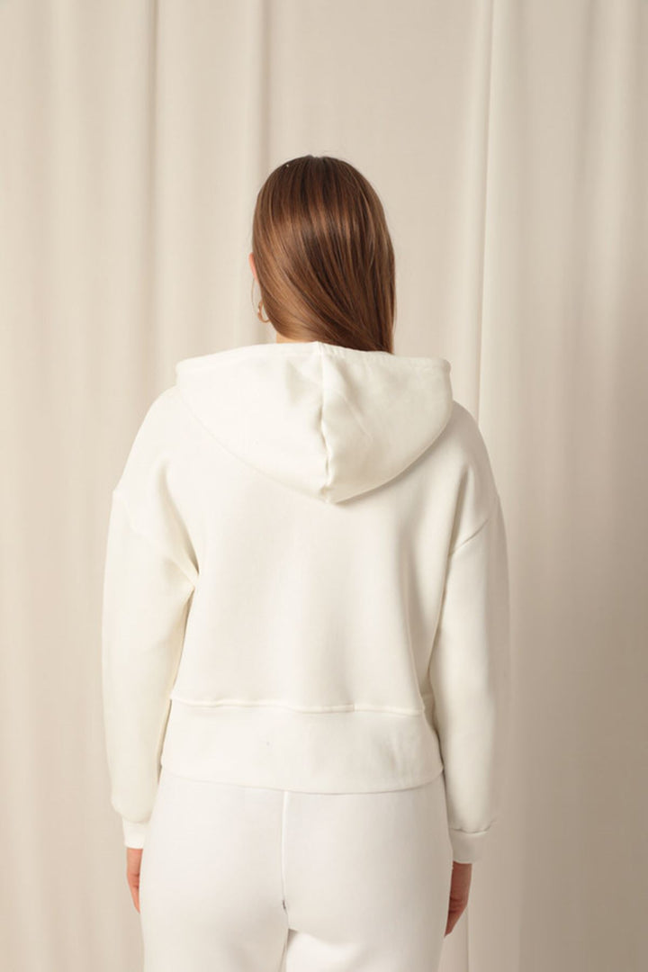 KKT Triple-Thread Zippered Hooded Short Ecru Sweat - Guadalajara