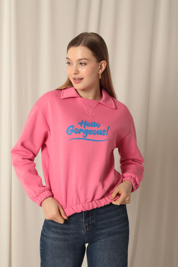 KKT Three Thread Fabric Hello Printed Women's Pink Sweat - Rosenberg