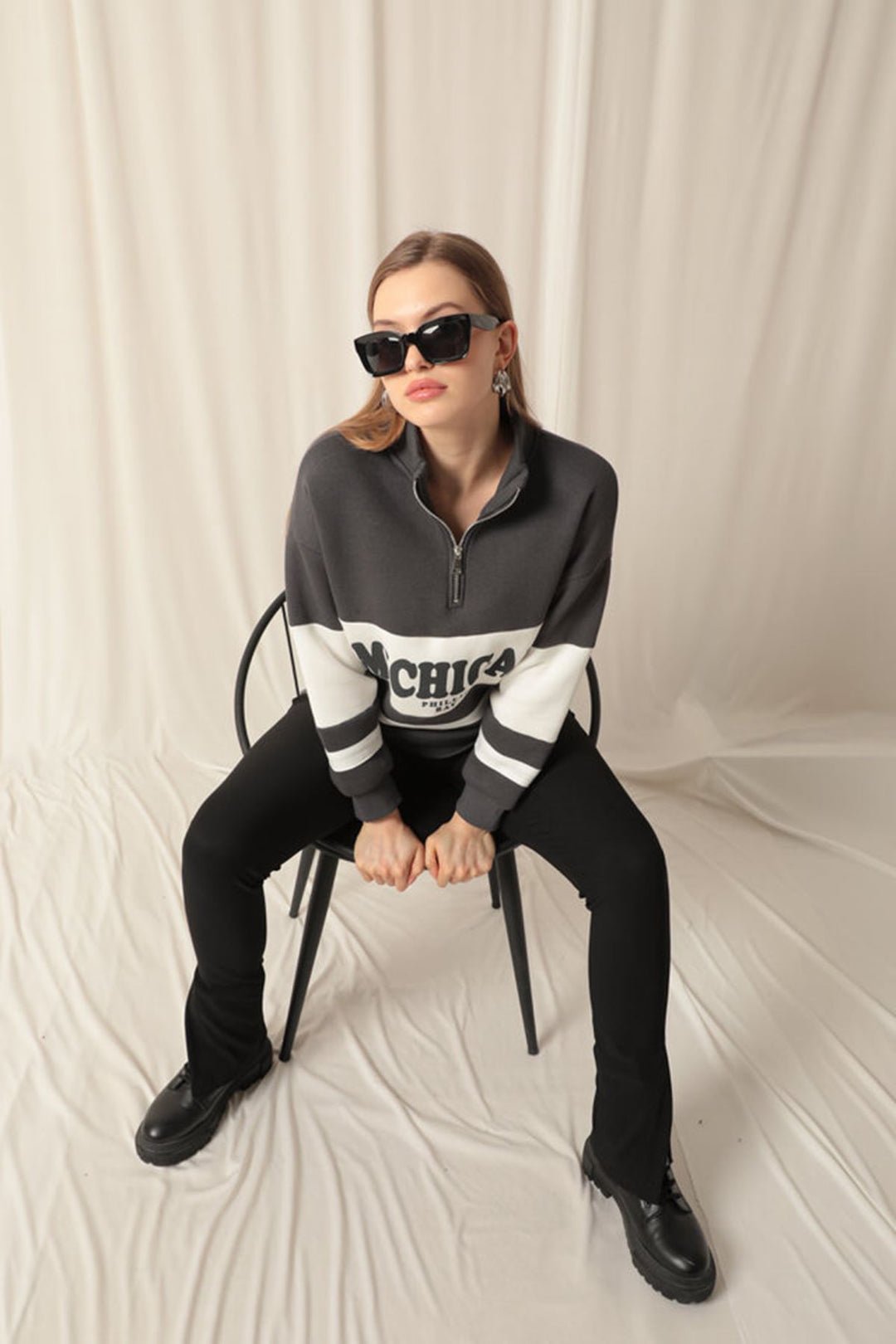 KKT Zippered Women's Anthracite Sweat - Villejuif