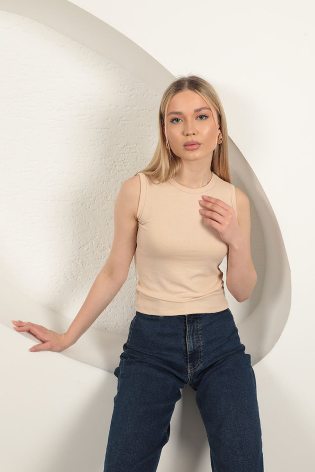 KKT Strawberry Viscose Fabric Basic Blouse-Beige - Brühl