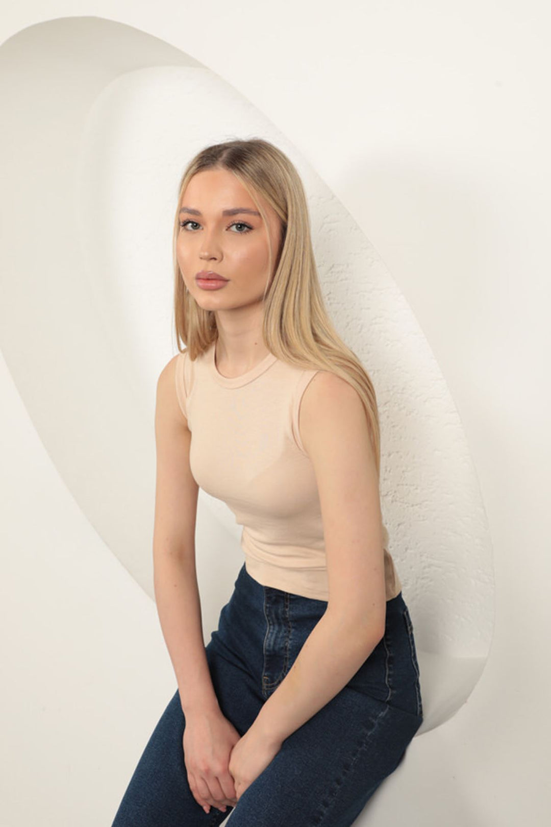 KKT Strawberry Viscose Fabric Basic Blouse-Beige - Brühl