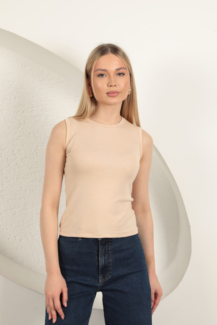 KKT Strawberry Viscose Fabric Basic Blouse-Beige - Brühl