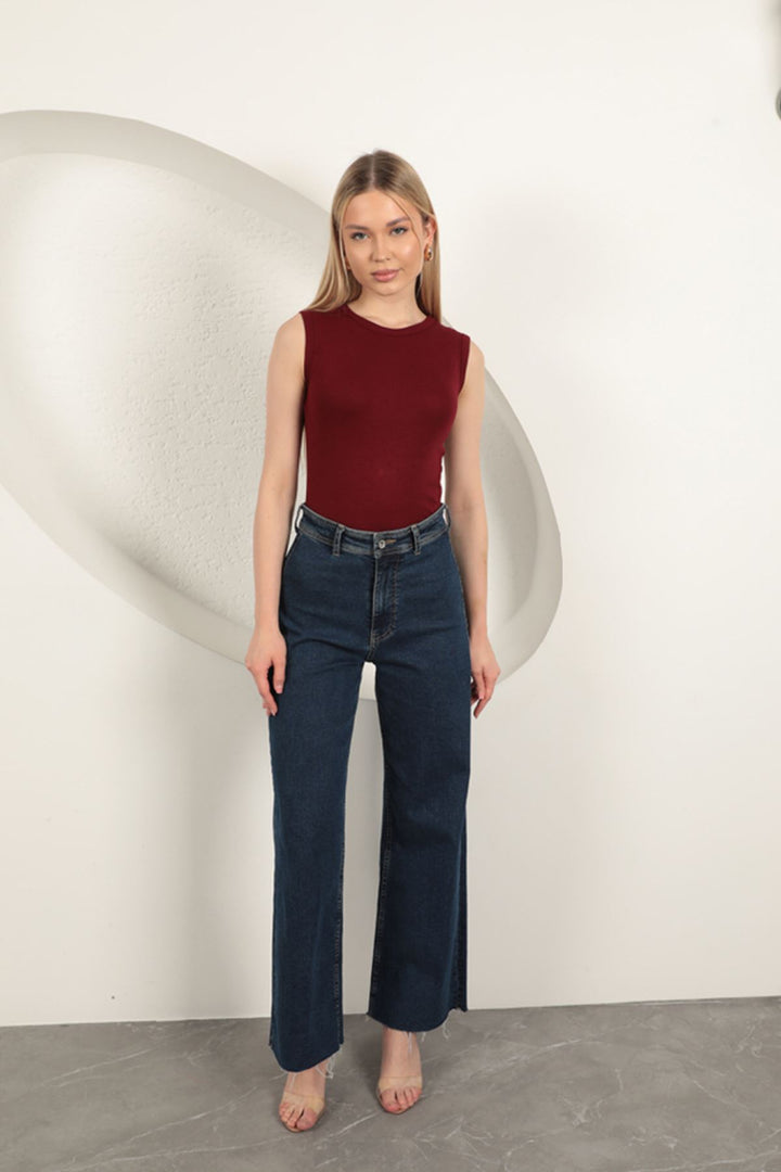 KKT Strawberry Viscose Fabric Basic Blouse-Burgundy - Bruges