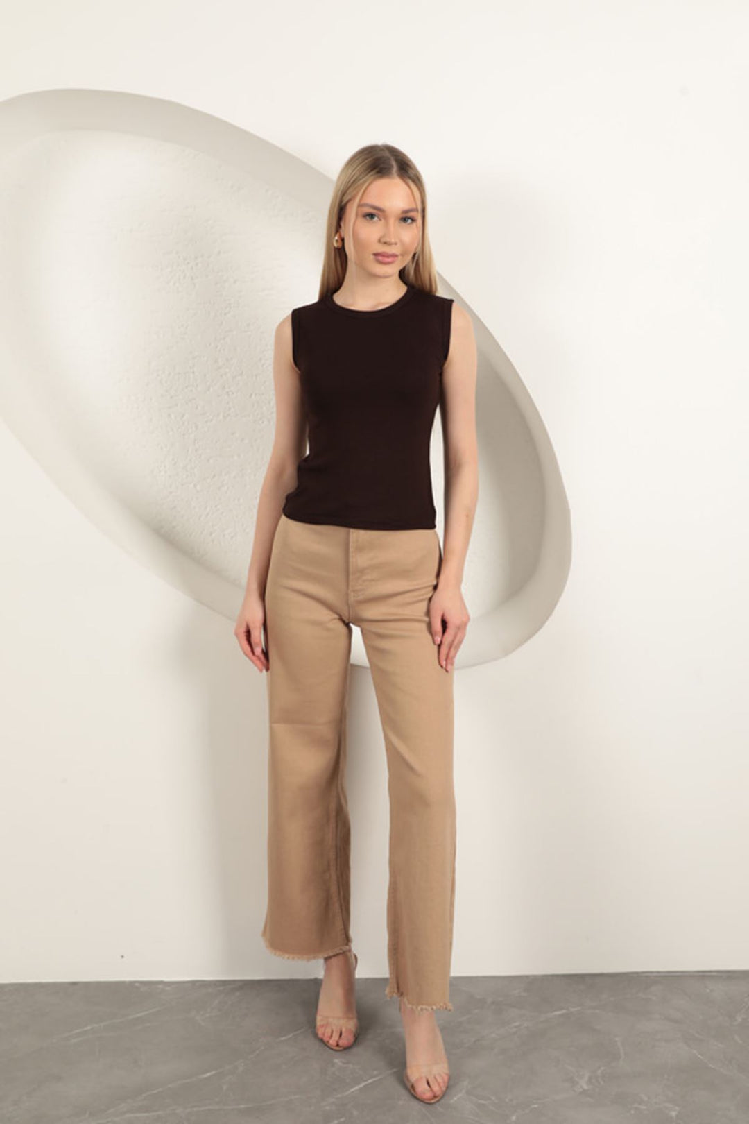 KKT Strawberry Viscose Fabric Basic Blouse-Brown - Arras