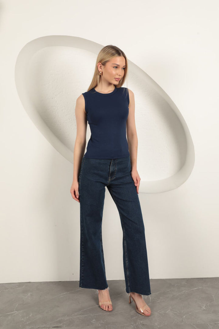 KKT Çilek Viscose Fabric Basic Blouse-Navy Blue - Alexandria