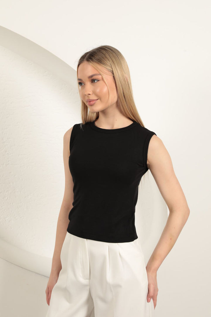 KKT Çilek Viscose Fabric Basic Blouse-Black - Amadora