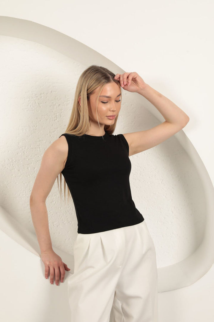 KKT Çilek Viscose Fabric Basic Blouse-Black - Amadora