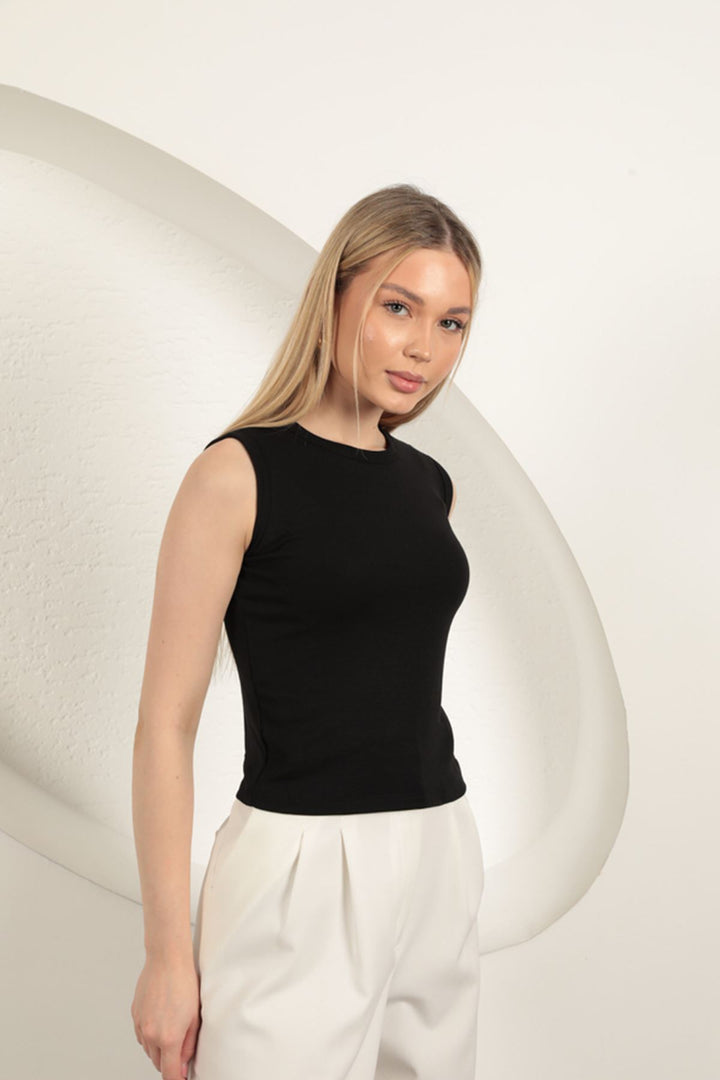 KKT Çilek Viscose Fabric Basic Blouse-Black - Amadora