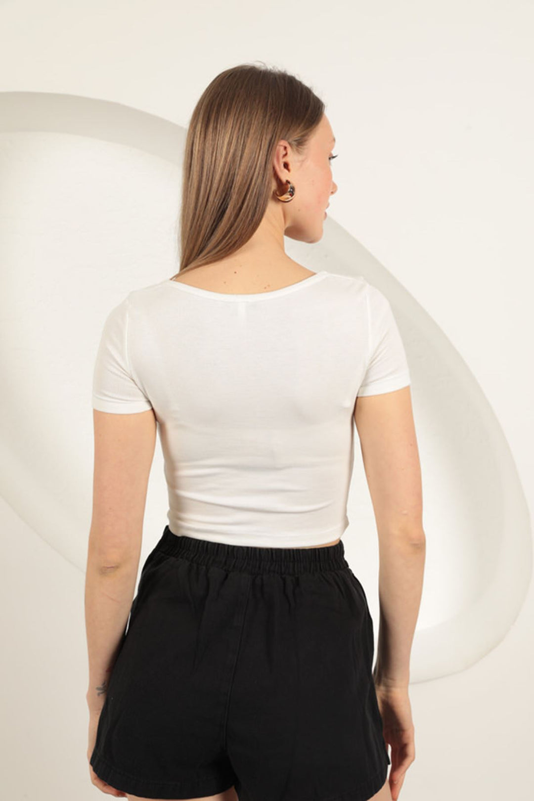 KKT Strawberry Viscose Fabric U Neck Blouse-Ecru - Hickory